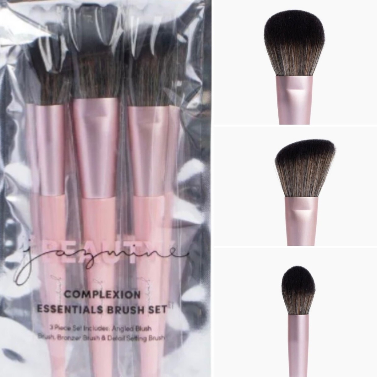 JAZMINE BEAUTY 3Pc “Complexion Essentials” Brush Set - NIB - Fast