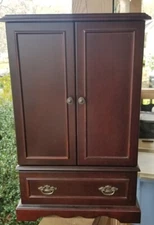 Vintage 2001 Bombay Company Mahogany Wood Jewelry Highboy Armoire Chest Box 