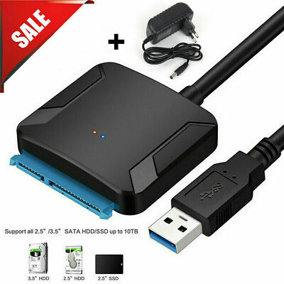 USB 3.0 zu SATA III Adapter für 2,5 '' SSD HDD Festplatten mit 12V / 2A Strom DE