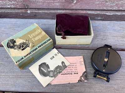 VTG Lensatic Engineer Compass Your Direction w Original Box Pouch Inst ...