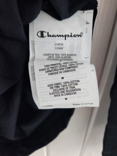 Champion Long Sleeve Pure Cotton T-Shirt Mens Navy Blue UK M Brand New with Tags - Picture 10 of 11