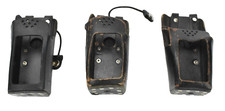Lot of 3 - Harris Hard Leather Two-Way Radio Sivel Case Holder