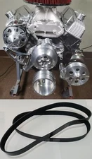 Small Block Chevy Serpentine Pulley Conversion Kit ALT PS Long WP SBC LWP Belts