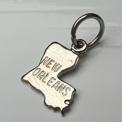 925 Sterling Silber Retro Charm Anhänger New Orleans Mini State Map USA Souvenir