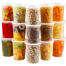 AOZITA 20 Sets 32 oz Plastic Deli Food Containers With Lids, 32 oz, Clear
