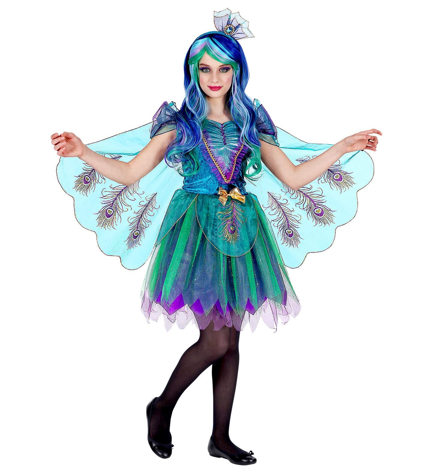 Costume enfant paon confortable avec robe anti-irritation pour déguisements de carnaval