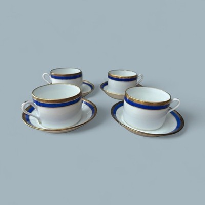 Richard Ginori Palermo Blue Cups & Saucers Set of 4 Italy