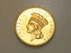 1855 $3 INDIAN PRINCESS HEAD GOLD COIN