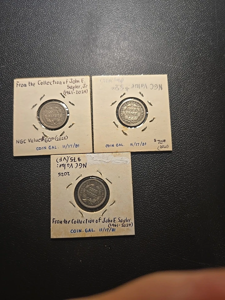 Set Of 3 Silver Liberty Seated Dimes, 1850, 1851 and 1855. - Image 2 of 2