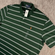 Vintage 90s Polo Ralph Lauren Polo Shirt Mens XL Green White Striped Cotton NWT