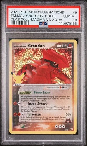 2021 POKEMON CELEBRATIONS CLASSIC COLLECTION #9 TEAM MAGMA'S GROUDON-HOLO PSA 10