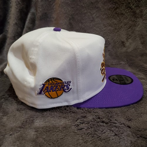 New Era Los Angeles Lakers NBA White Purple Golfer Snapback Hat - Picture 4 of 9