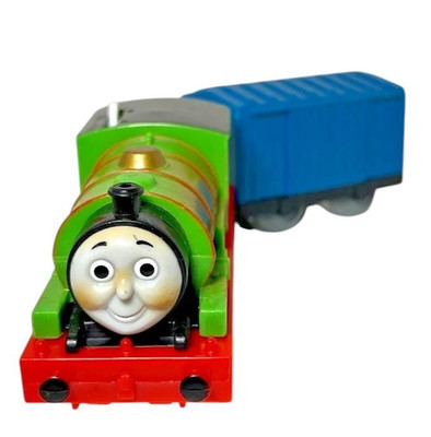 Thomas and Friends Trackmaster Percy Motorized Train Engine 2009 & Box Car Works