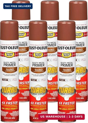 Rust-Oleum 353346-6PK Stops Rust Turbo Spray System Rusty Metal Primer Spray, 24