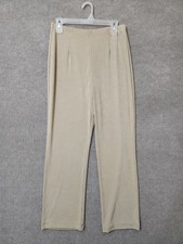 Chicos Travelers Pull On Pants Women 1 US 8 10 Beige Straight Leg Slinky Stretch