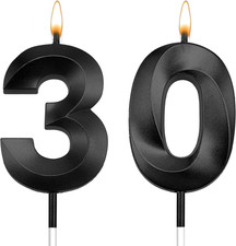 30Th Birthday Candles 30Th Birthday Decorations for Her Him Black 30 Candles