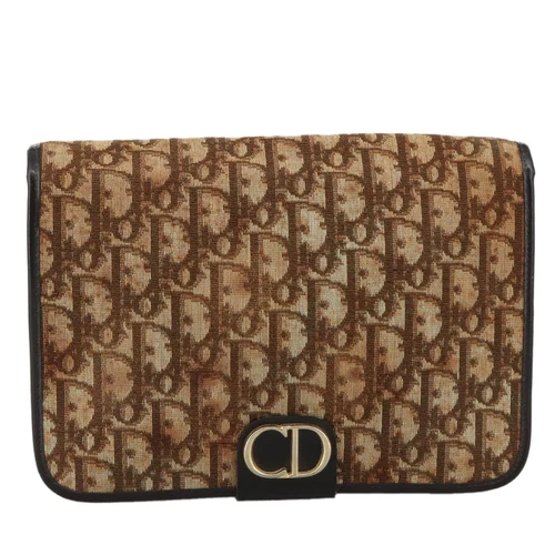 Sac pochette toile marron Dior Trotter authentique
