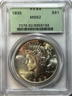 1935 Peace Silver Dollar $1 – PCGS MS62 – Last Year Issue – Solid Mint State
