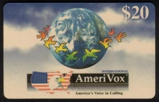 $20. International Card (Horiz. Format - Peace Doves & Globe) PROOF Phone Card