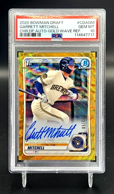 2020 Bowman Chrome Draft Garrett Mitchell Gold Wave Auto /50 RC SP SSP PSA 10