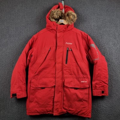 PEAK PERFORMANCE Jacke Herren S Small rot Goretex Goose DOWN Fill Parka Regenmantel