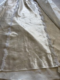 Vintage Flora Nikrooz Satin Lace Nightgown Rosette Slip Dress Ivory Bridal Small