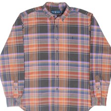 VINTAGE RALPH LAUREN MULTICOLOR PLAID CHECKERED SHIRT 1990S LARGE