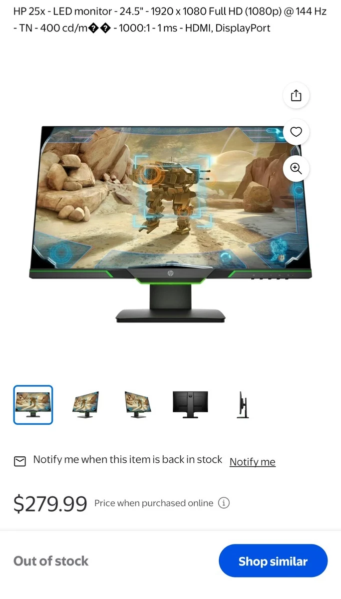 Écran Gaming HP 24 Pouces – HD, 144 Hz, état Neuf (boîte Ouverte)