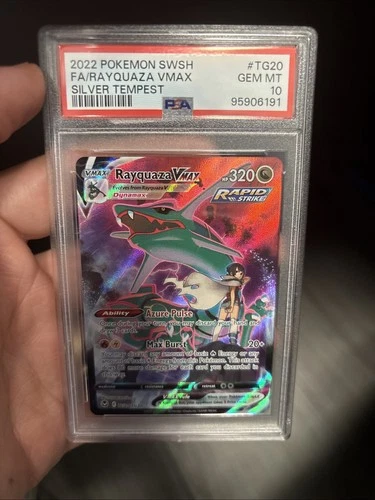 PSA 10 RAYQUAZA VMAX TG20/TG30 FULL ART SILVER TEMPEST POKEMON