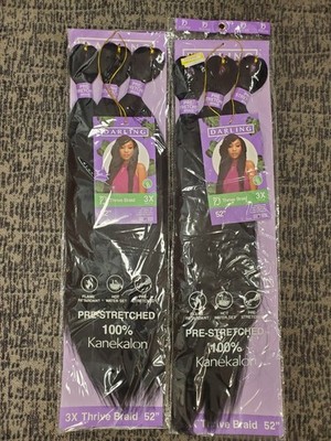 2 Packs of 3: Darling Thrive Braid Pre-Stretched Braiding Hair 52'' #1 (1392) 11A