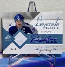 2007-08 UD SP GAME USED RICK VAIVE #HGJ-RV LEGENDS CLASSIC JERSEY AUTO SP 45/50