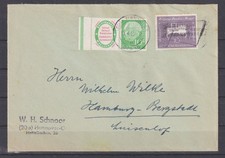 AG581) BRD Heuss Zusammendruck ZD W 4 + ZuF auf Brief