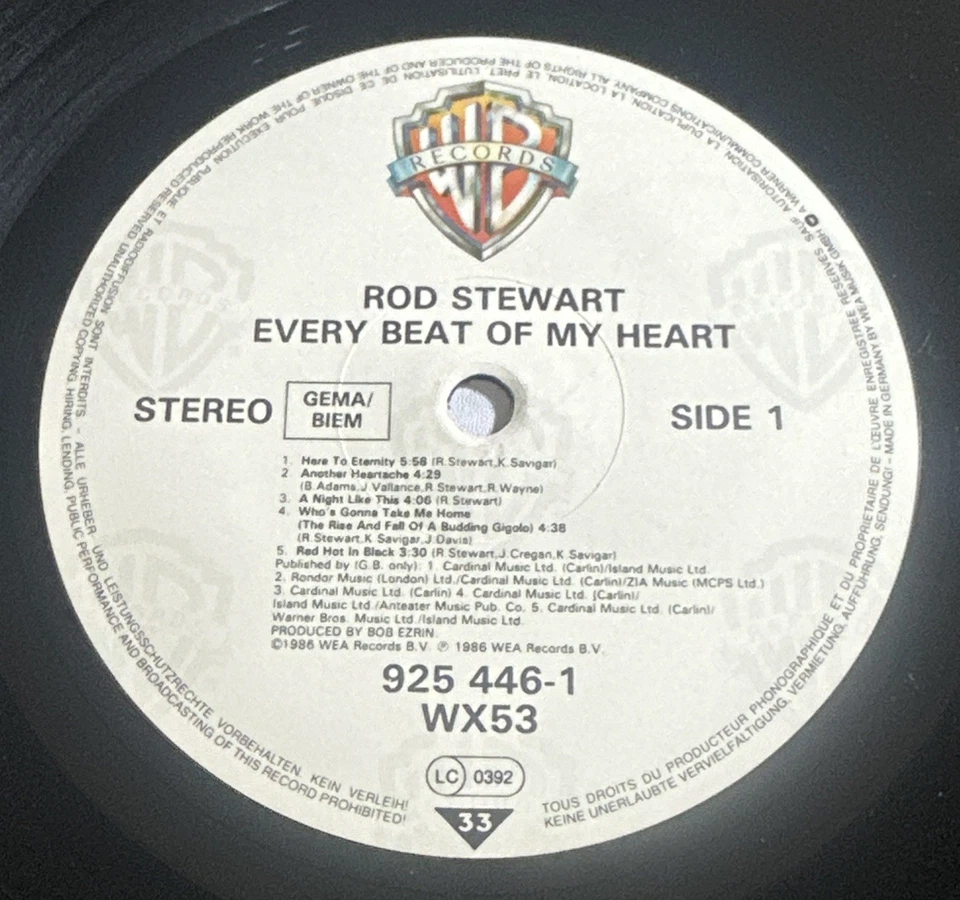 Rod Stewart Every Beat of My Heart Vinyl Record WX53 1986 EX / EX Condition - Image 4 of 4