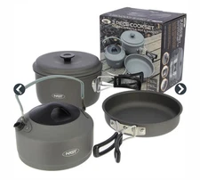 NGT three-piece cook set - Carp fishing, kettle, frying pan, saucepan