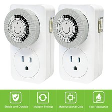 Indoor 24-Hour Mechanical Outlet Timer Plug Indoor 2 Pack 2 or 3 Prong