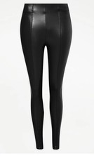 George Size 20 Black PU Seam Front Leggings  16