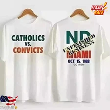 Catholics Vs Convicts 1988 Vintage T-Shirt, ND Miami College Football Rivalry