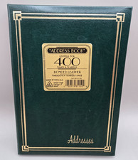 Vintage Unused Deluxe Craft 6" x 8.5" Bonded Leather Green Address Book