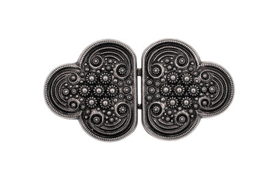 kleine Altsilber Dirndl Schliesse Metall 60mmx32mm Steg 22mm