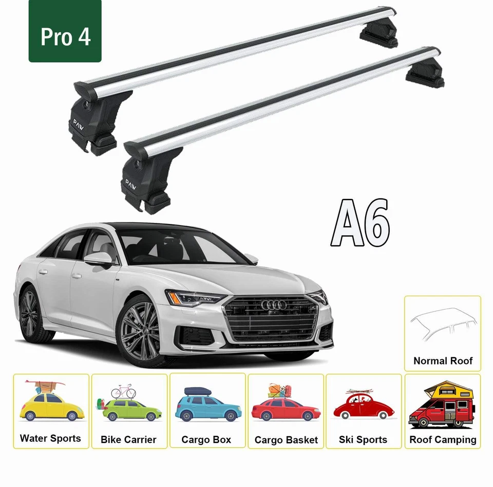 For Audi A6 C8 Sedan 2018-2025 Roof Rack Cross Bars Normal Roof Alu Black - Image 2 of 4
