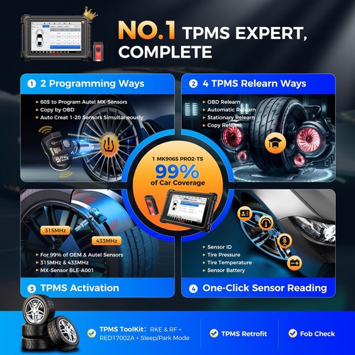 Autel MaxiSys MK906 PRO2-TS voiture OBD2 appareil de diagnostic scanner ECU codage TPMS RDKS - Photo 6/15