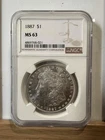 1887 Morgan Silver Dollar NGC MS63 Blast White Brilliant Uncirculated Coin