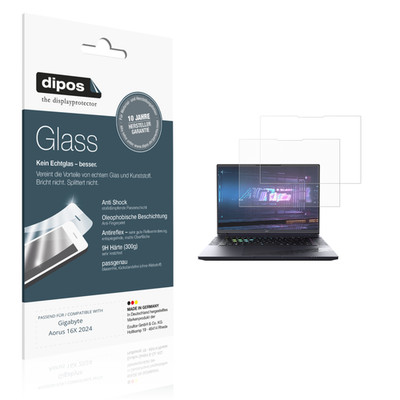 2x Schutzfolie für Gigabyte Aorus 16X 2024 matt - Anti-Shock 9H Folie dipos
