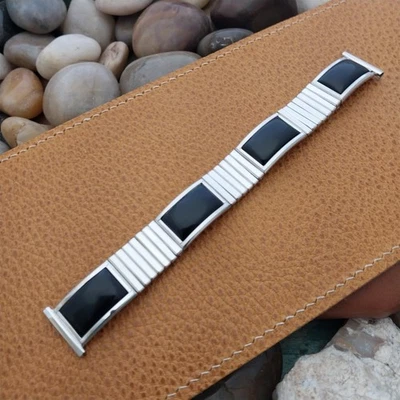 19mm 18mm 16mm 1958 10k White Gold-Fill Long Speidel Calypso Vintage Watch Band - Photo 1/4