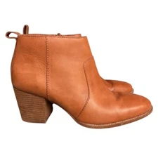 Madewell Women's The Brenner Ankle Boots Brown Leather Block Heel Size 8.5