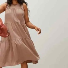 Everlane Womens Brown Cotton The Weekend Tiered Dress XS