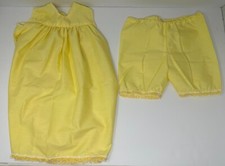Vintage Girls Toddler Yellow Dress With Matching Pantaloons  Lace Trim