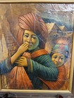 VINTAGE ART OIL PAINTING ON A TOBACCO LEAF THAILAND SIGNED  — photo 4