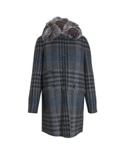 Loro Piana Fur Collar Plaid Coat In Multicolor Cashmere It44
