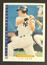 1993 Score J.T. Snow Baseball Rookie Card (RC) #260 Yankees 1B VG O/C. rookie card picture